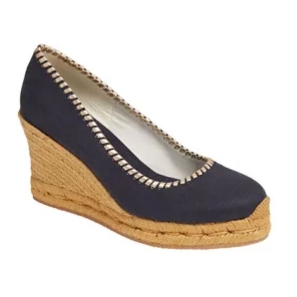 Jack Rogers Palmer Jute-wrapped Wedge Espadrille Midnight Blue Vaca Beach 9.5 - Picture 1 of 10